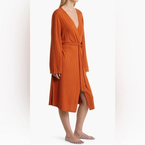 BP Women’s Rust Color Ribbed Robe Size XL - Picture 3 of 10
